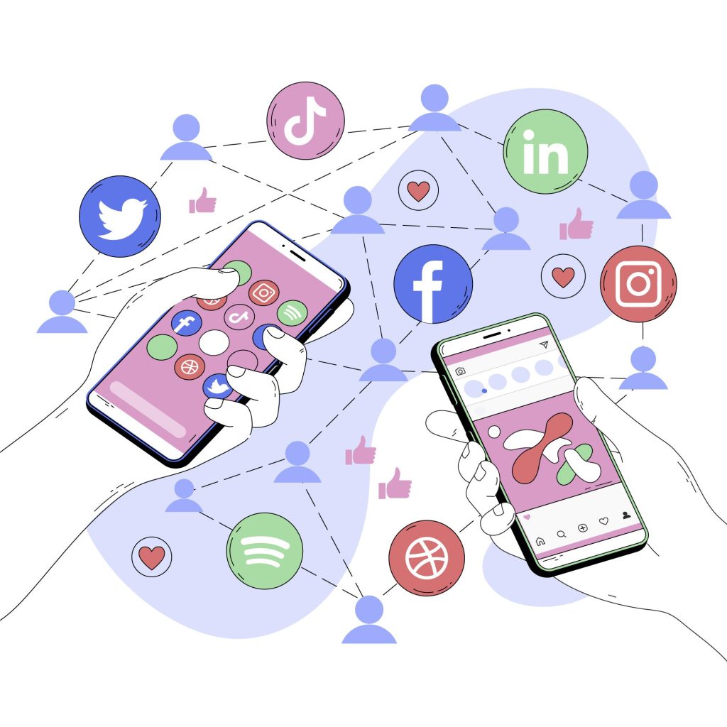 Social Media being used in smartphones